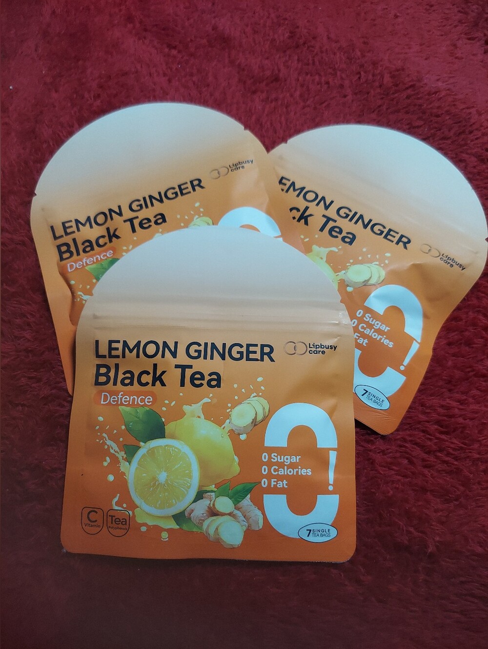 NEW Lipbusy Care Lemon Ginger Black Tea Defence 21 Tea Bags 0 Sugar 0 Cal
